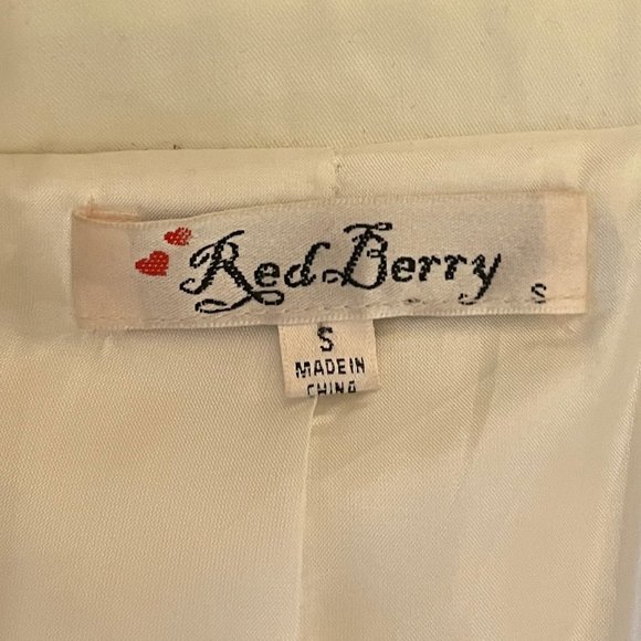 SALE: White Trench Coat by Red Berry. Size S. Double-breasted with satin lining - Picture 6 of 6